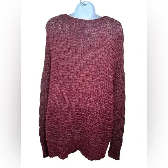 AMERICAN EAGLE Knitted Sweater Maroon Drop Shoulder Womens Size XXL - Picture 2 of 9